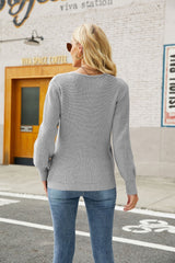 Long Sleeve Rib-Knit Sweater Ins Street