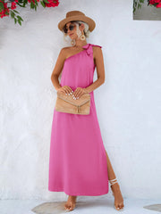 One-Shoulder Slit Maxi Dress Ins Street