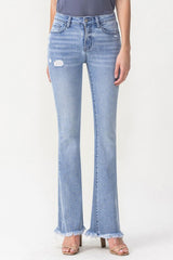 Lovervet Full Size Evie High Rise Fray Flare Jeans Ins Street