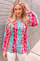 Mixed Print Patchwork Blouse Ins Street