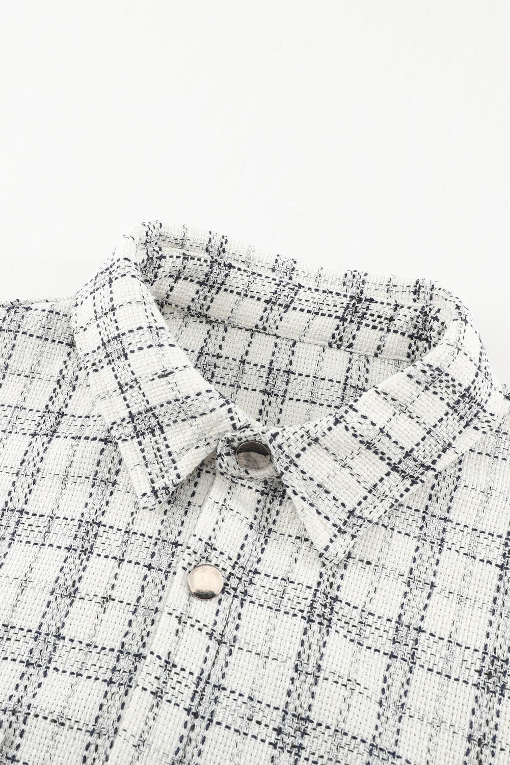 Plaid Color Block Curved Hem Shirt Jacket Ins Street