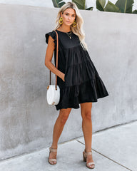 East Coast Pocketed Tiered Babydoll Dress - Black Ins Street