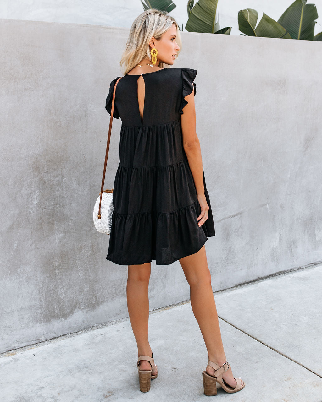 East Coast Pocketed Tiered Babydoll Dress - Black Ins Street