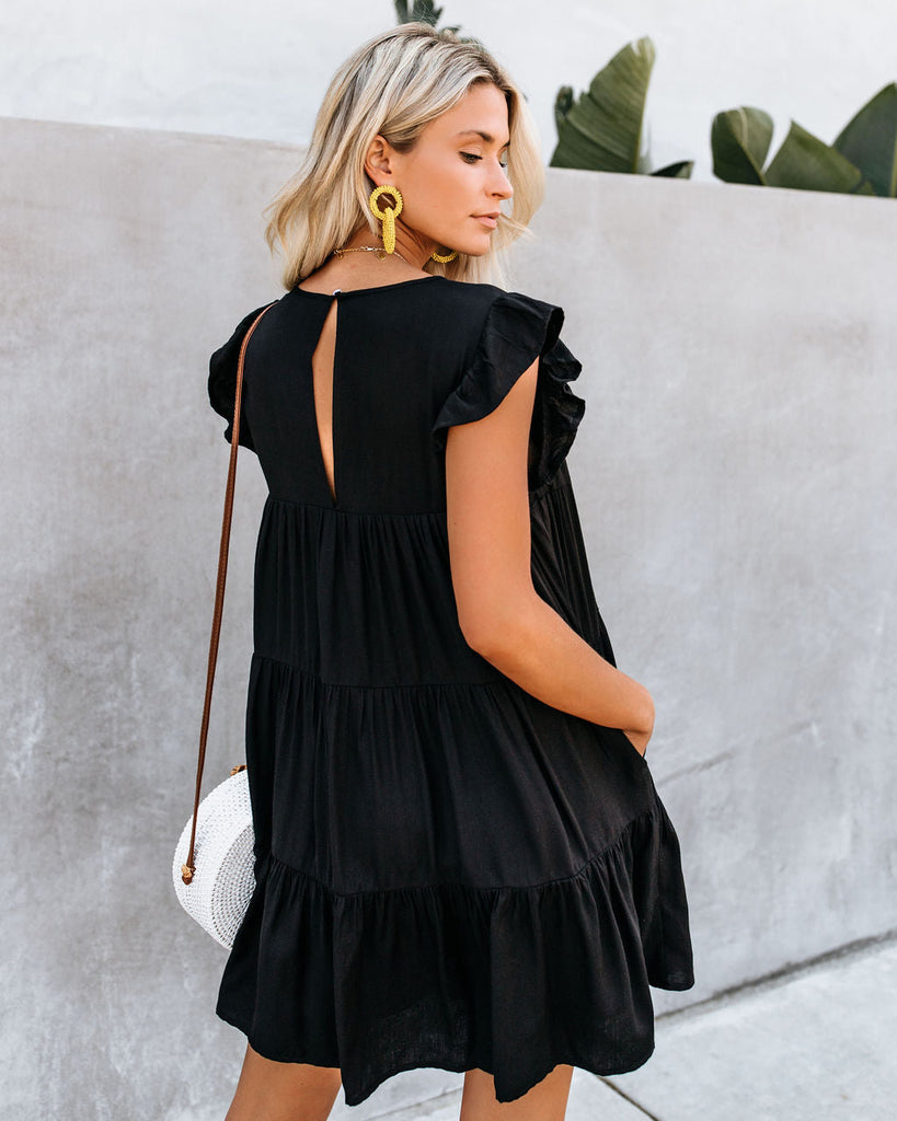 East Coast Pocketed Tiered Babydoll Dress - Black – InsStreet