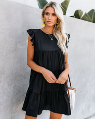 East Coast Pocketed Tiered Babydoll Dress - Black Ins Street