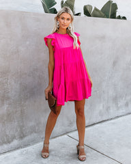 East Coast Pocketed Tiered Babydoll Dress - Fuchsia Ins Street