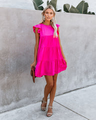 East Coast Pocketed Tiered Babydoll Dress - Fuchsia Ins Street