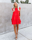 East Coast Pocketed Tiered Babydoll Dress - Red Ins Street