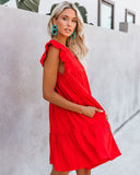 East Coast Pocketed Tiered Babydoll Dress - Red Ins Street