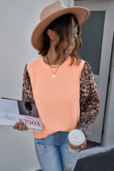 Leopard Puff Sleeve Spliced Top Ins Street