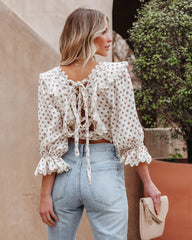 Edna Cotton Blend Crochet Polka Dot Crop Top - Cream Ins Street