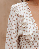 Edna Cotton Blend Crochet Polka Dot Crop Top - Cream Ins Street