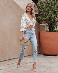 Edna Cotton Blend Crochet Polka Dot Crop Top - Cream Ins Street