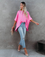 Effortless Cotton Blend Tee - Pink Ins Street