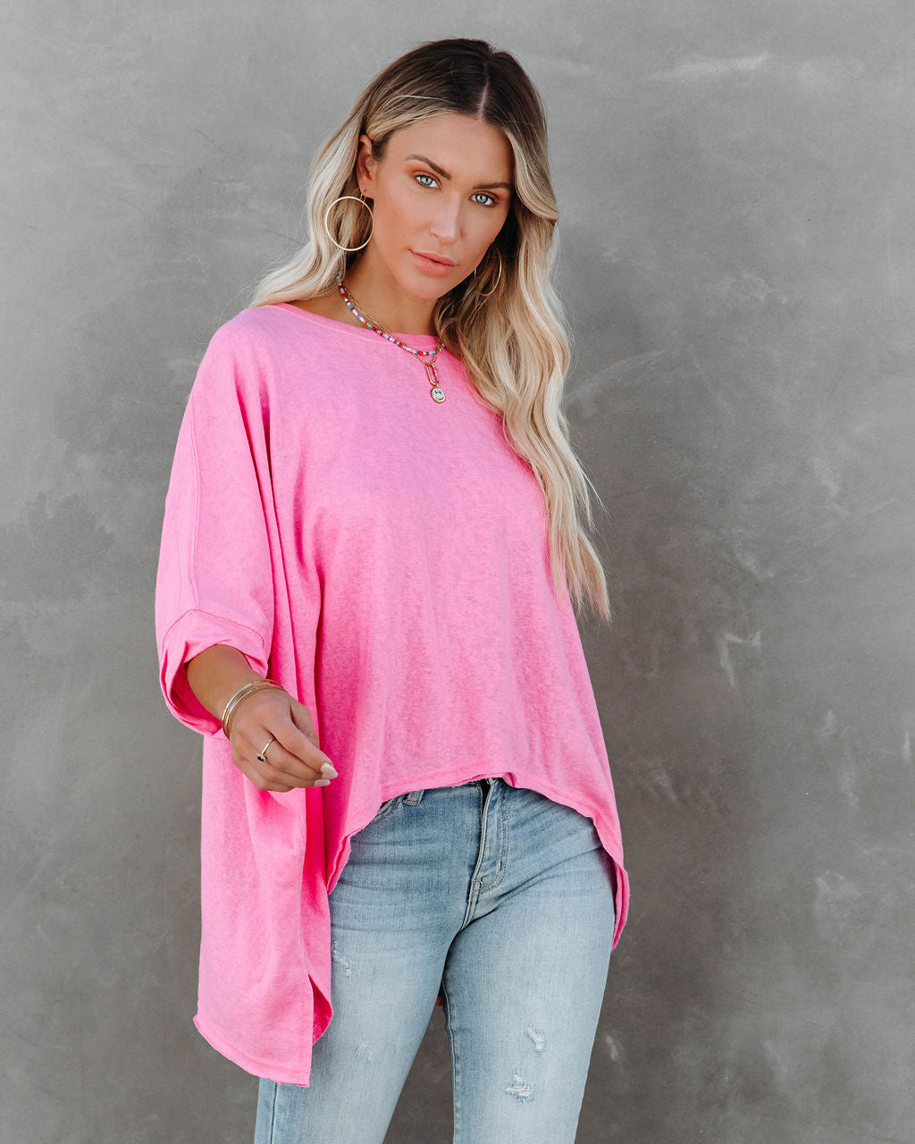 Effortless Cotton Blend Tee - Pink Ins Street