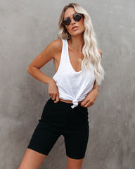 Effortless Cotton Ribbed Biker Shorts Ins Street