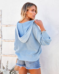 Elena Cotton Henley Hoodie - Blue Ins Street