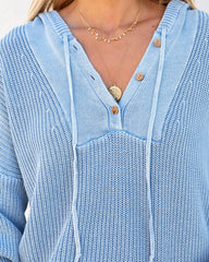 Elena Cotton Henley Hoodie - Blue Ins Street