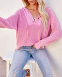 Elena Cotton Henley Hoodie - Pink Ins Street