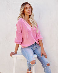 Elena Cotton Henley Hoodie - Pink Ins Street