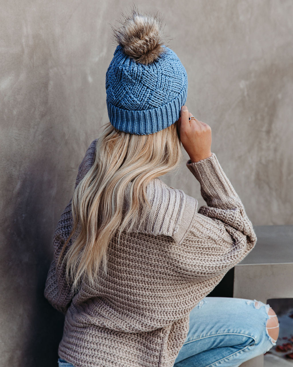 Elf Pom Beanie - Blue Ins Street