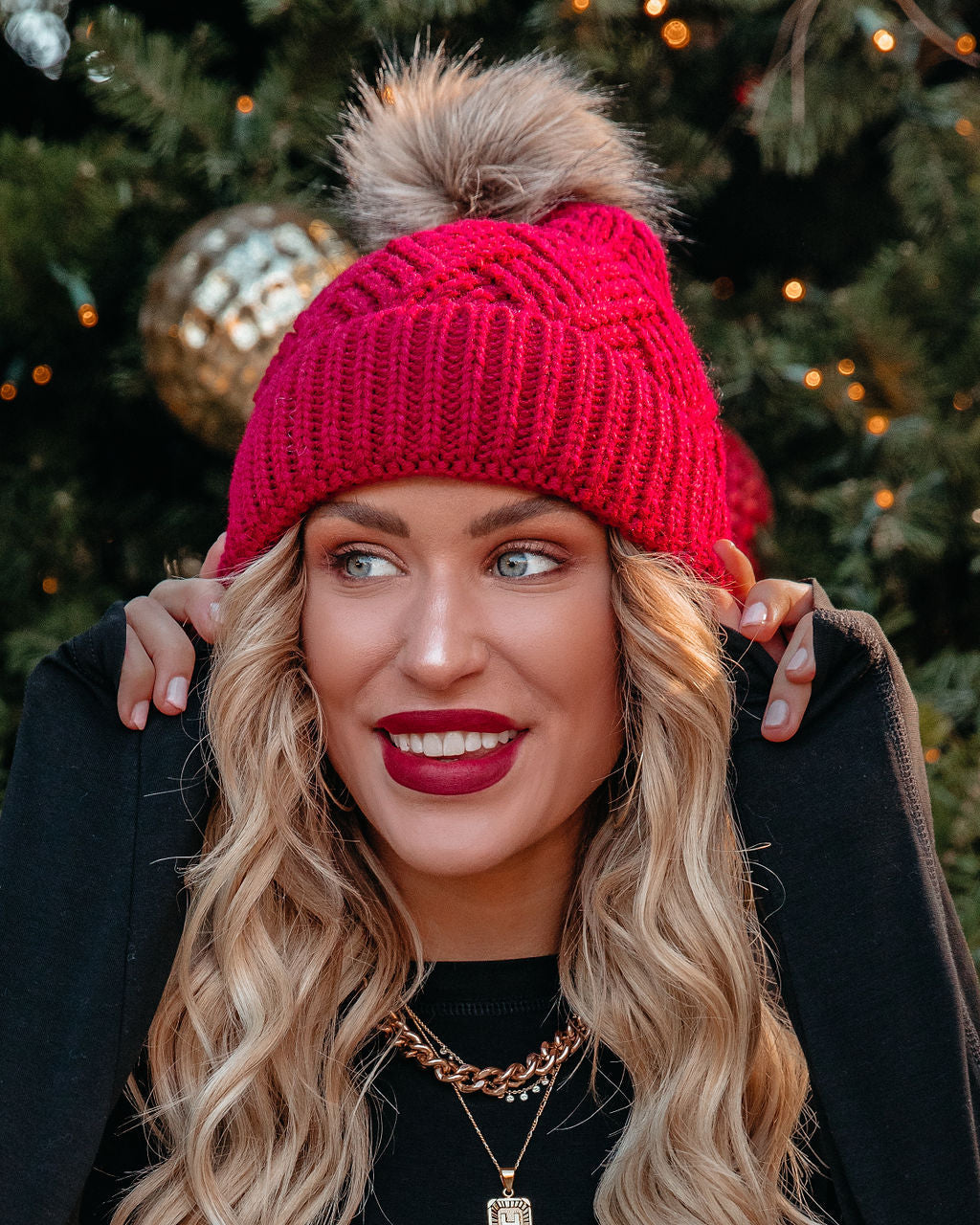 Elf Pom Beanie - Maroon Ins Street