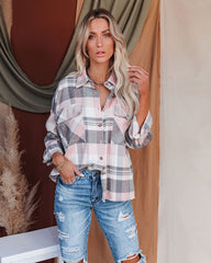 Elle Cotton Plaid Frayed Button Down Top Ins Street