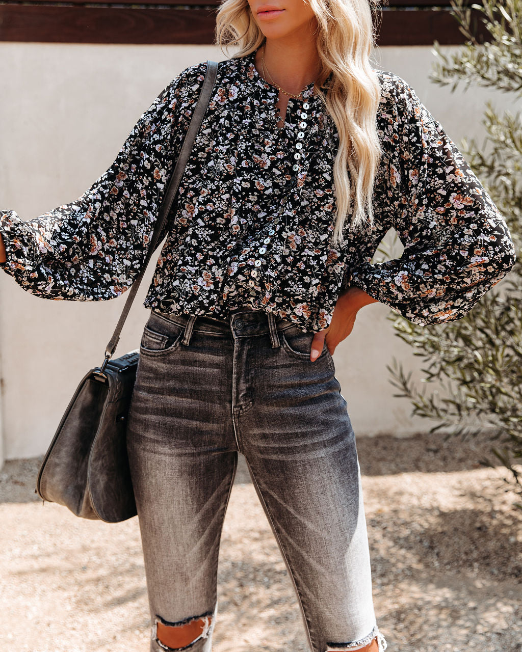 Elmore Floral Button Down Crop Blouse Ins Street