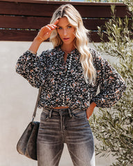 Elmore Floral Button Down Crop Blouse Ins Street