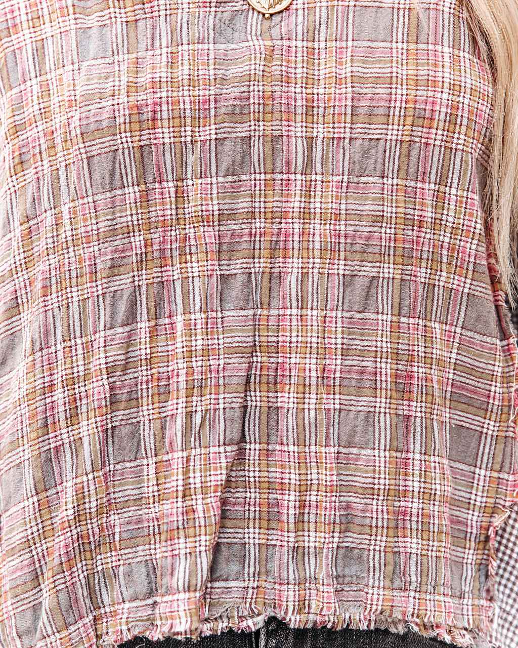 Elowen Cotton Frayed Plaid Top Ins Street