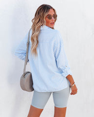 Embrace The Sun Striped Button Down Top - Blue Ins Street