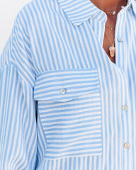 Embrace The Sun Striped Button Down Top - Blue Ins Street