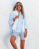 Embrace The Sun Striped Button Down Top - Blue Ins Street