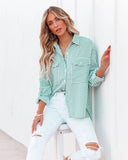 Embrace The Sun Striped Button Down Top - Green