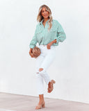 Embrace The Sun Striped Button Down Top - Green Ins Street