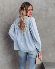 Embree Shimmer Babydoll Blouse - Powder Blue Ins Street