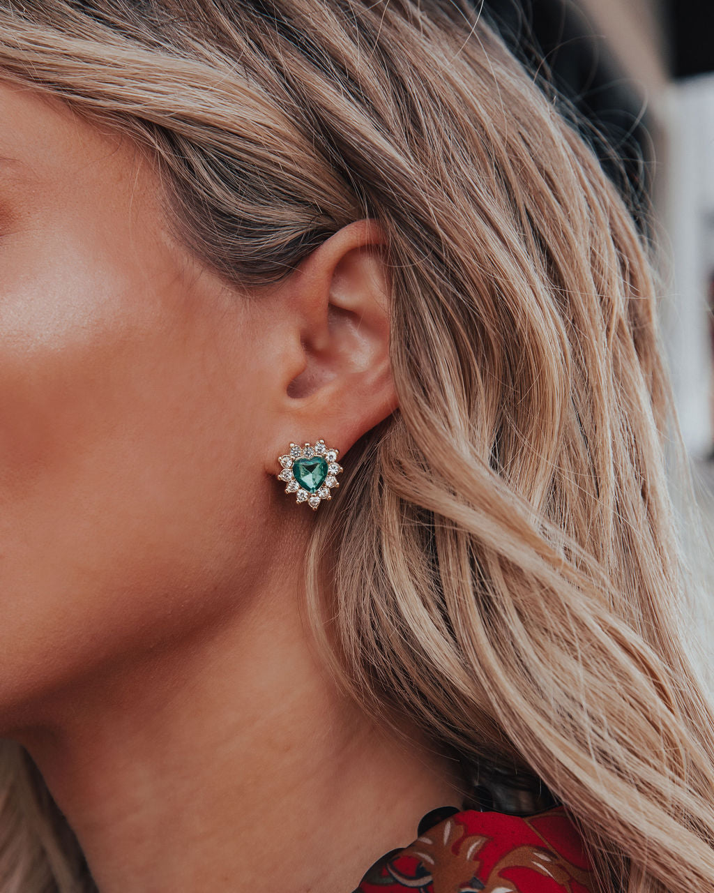 Emerald Stud Earrings Ins Street