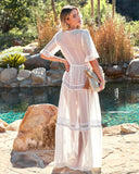 Emma Sheer Crochet Lace Maxi Dress - White Ins Street