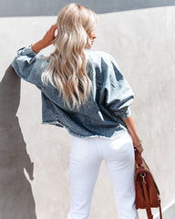 Encore Cotton Frayed Denim Jacket Ins Street