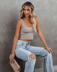 Energy Ribbed Knit Crop Tank - Taupe Ins Street