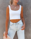 Energy Ribbed Knit Crop Tank - White Ins Street