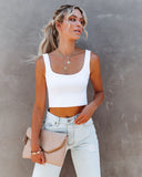 Energy Ribbed Knit Crop Tank - White
