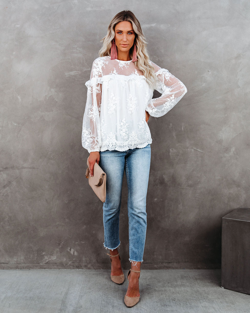 Jenna Embroidered Lace Blouse Ins Street