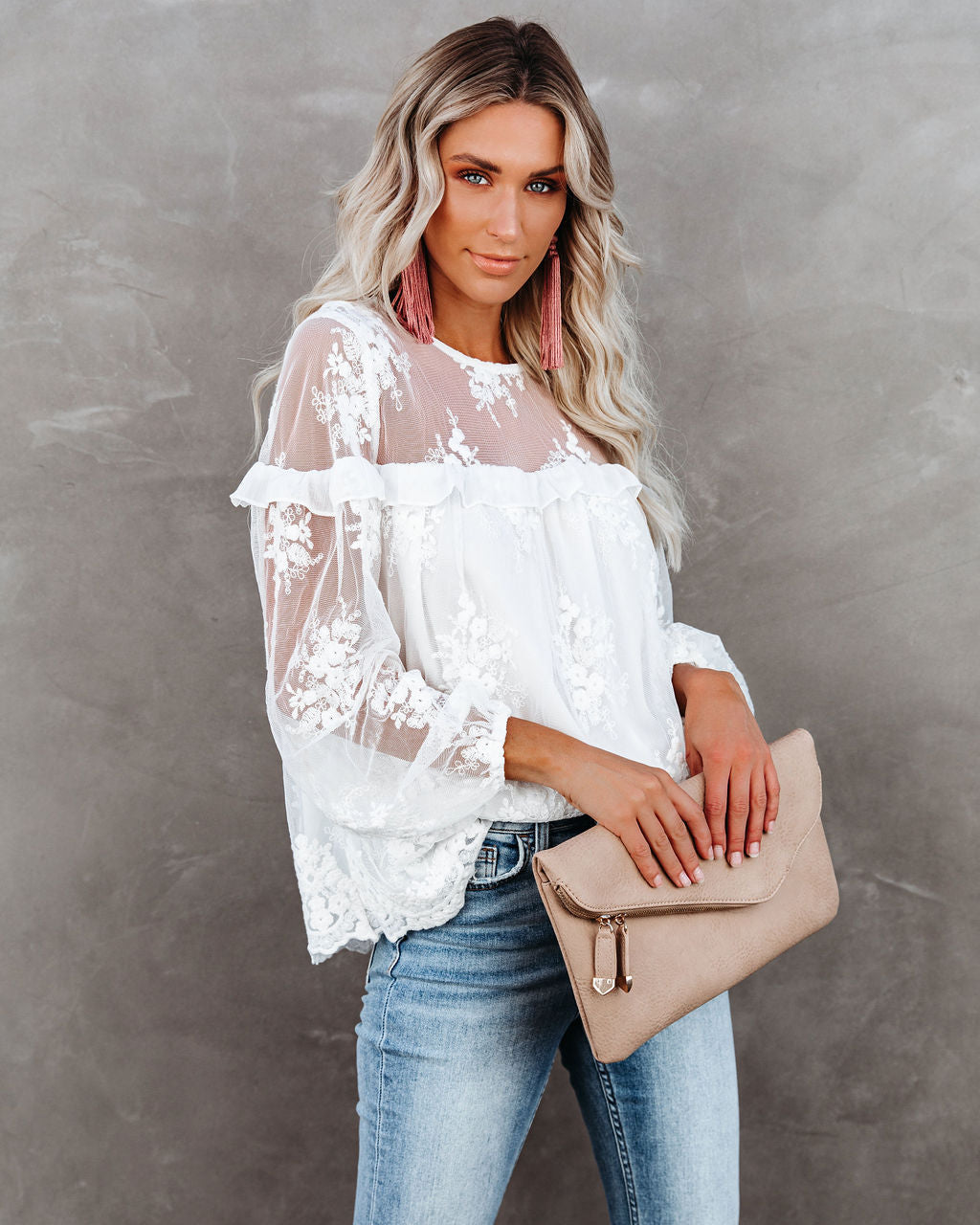 Jenna Embroidered Lace Blouse Ins Street