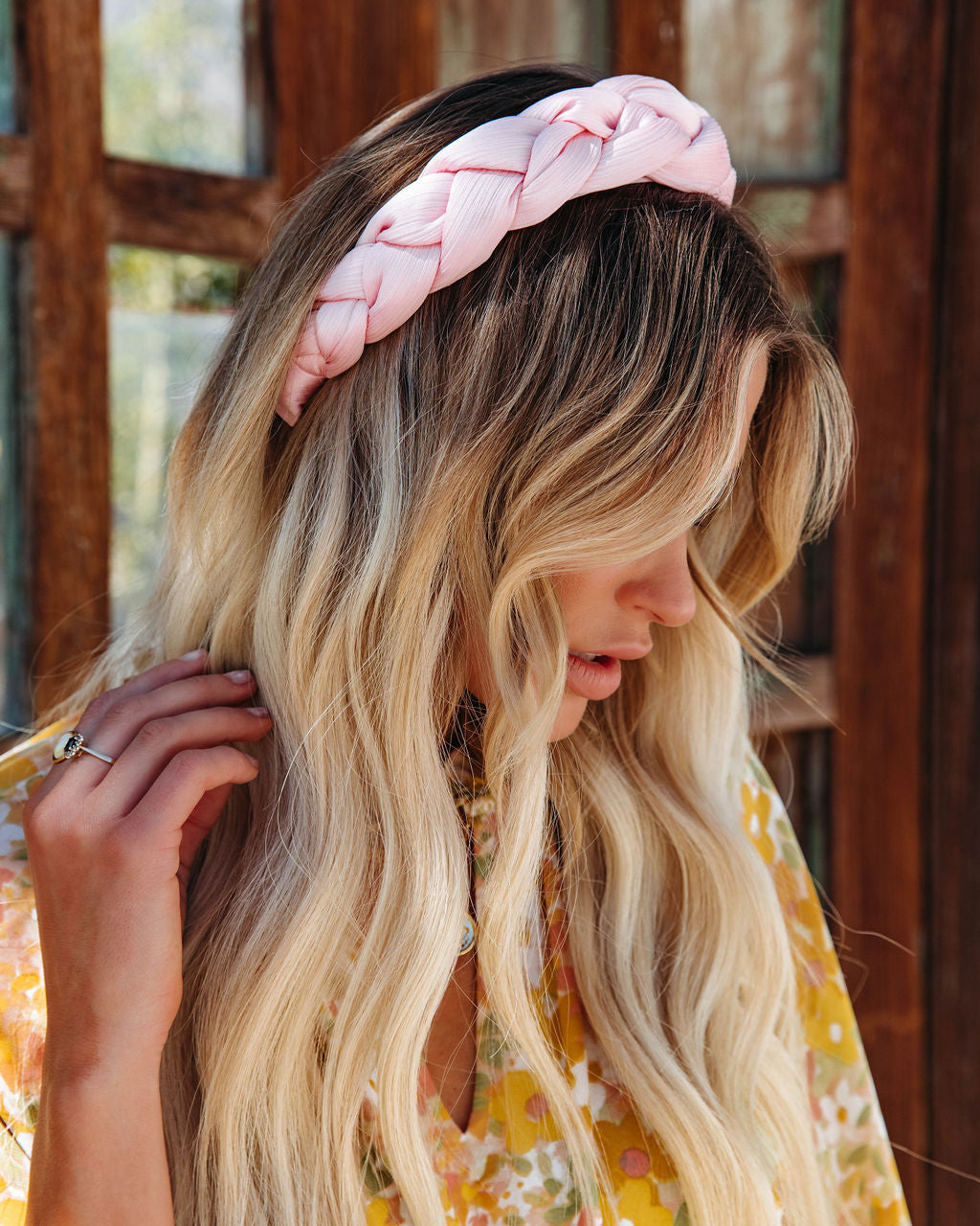 Esmeralda Braided Satin Headband - Pink Ins Street