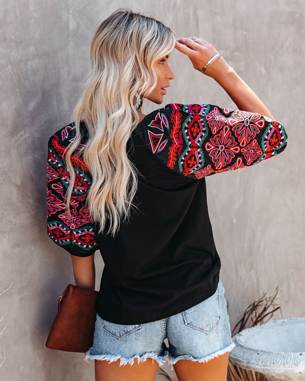 Etched In Stone Cotton Embroidered Puff Sleeve Top - FINAL SALE Ins Street