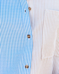 Eureka Cotton Blend Colorblock Button Down Shirt Ins Street