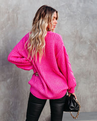 Evan Button Front Cable Knit Cardigan - Hot Pink - FINAL SALE Ins Street