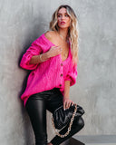 Evan Button Front Cable Knit Cardigan - Hot Pink - FINAL SALE Ins Street
