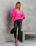 Evan Button Front Cable Knit Cardigan - Hot Pink - FINAL SALE Ins Street